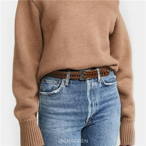 Mens Braided Leather Belt Woven Dress Casual Belt Adjustable for Jeans Pants - Picture 4 of 7